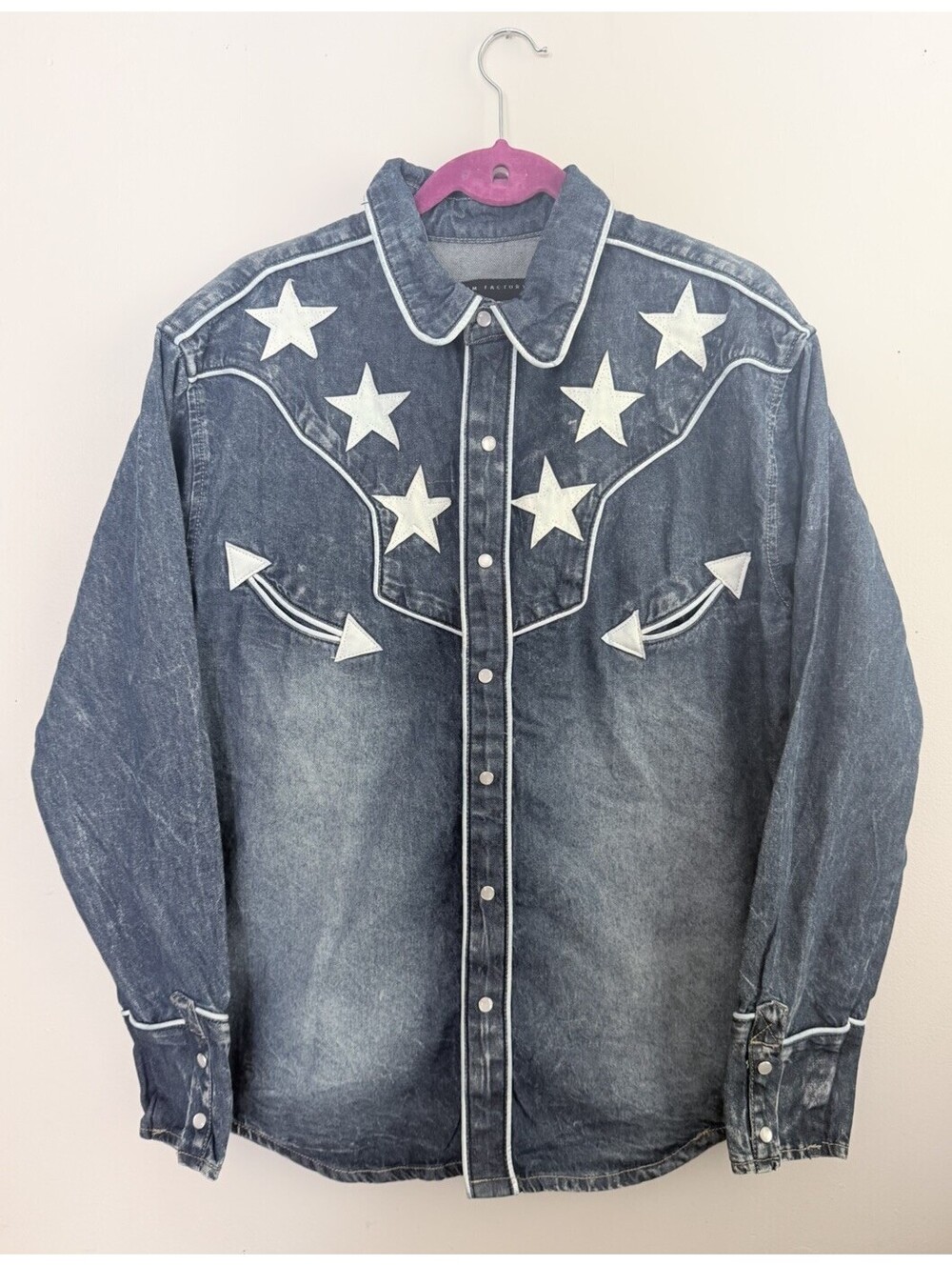 Men's Copper Rivet Size Small Blue Western Button-Down Shirt 100% Cotton